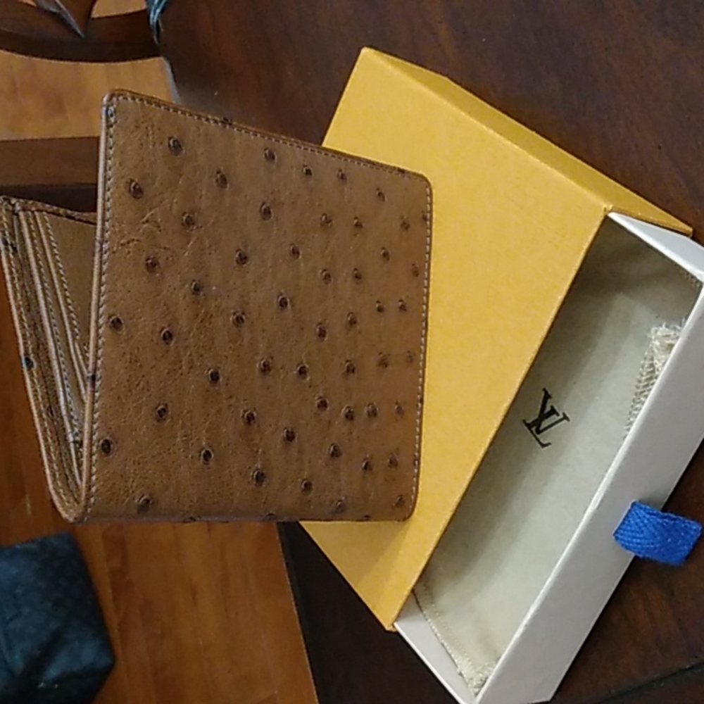 Louis Vuitton mens ostrich wallet brown